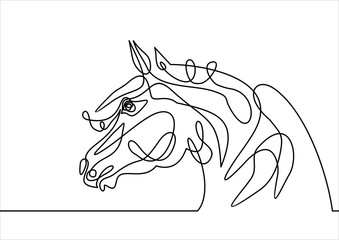 horse head vector- continuous line drawing