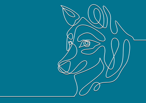 Dog head vector- continuous line drawing