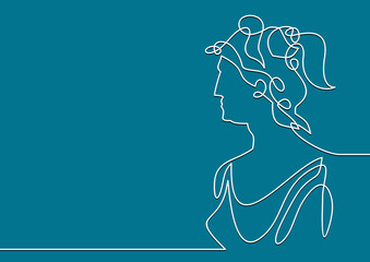 young woman Artemis- continuous line drawing