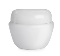 Jar of organic cream isolated on white