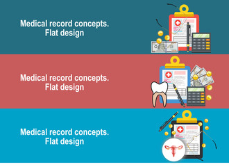 Obraz premium Medical diagnosis flat illustration. Diagnosis, clinical record, medical record concepts. Flat design elements