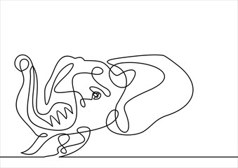 Vector of elephant head - continuous line drawing