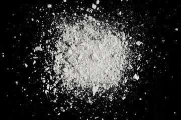 Rock stone broken splash circle isolated on black background