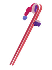 ski winter hat mittens on white background