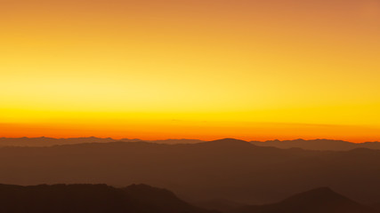 sunset or evening time over mountain forest at Doi Luang Chiang Dao, Chaingmai, Thailand.