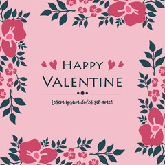 Wallpaper for happy valentine poster, with cute leaf flower frame texture. Vector