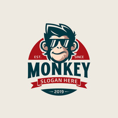 cool monkey logo design vector illustrator