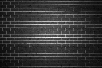 Fototapeta na wymiar Old brick wall with vignetting of dark or black blur border gradient in bw or black and white tone for backdrop or background.