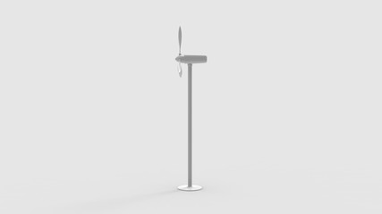 3d rendering of a wind turbine isolated in a colored studio background