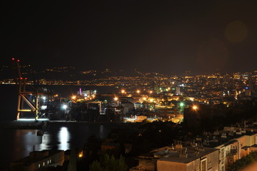Night scene in Rijeka city in Croatia