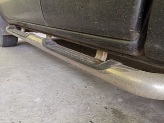 Close up of side step vehicle , pickup truck.