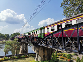 October 24, 2019: Karnchanachari Thailand, Locomotive train at Karnchanaburi station.