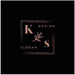 KS Beauty vector initial logo, handwriting logo of initial signature, wedding, fashion, jewerly, boutique, floral and botanical with creative template for any company or business