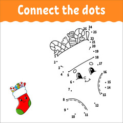 Dot to dot. Draw a line. Handwriting practice. Learning numbers for kids. Activity worksheet. With answer. Game for toddler. Isolated vector illustration. Cute character. Cartoon style.