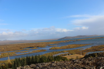 view of the Thingvellir Rift Valley in Iceland