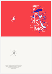 christmas greeting card santa flat illustration vector