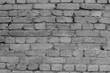 Old brick wall of white brick, BW