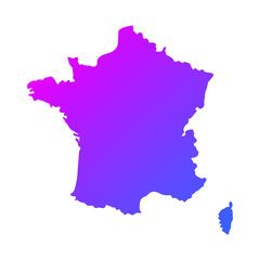 France colorful vector map silhouette