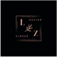 LZ Beauty vector initial logo, handwriting logo of initial signature, wedding, fashion, jewerly, boutique, floral and botanical with creative template for any company or business