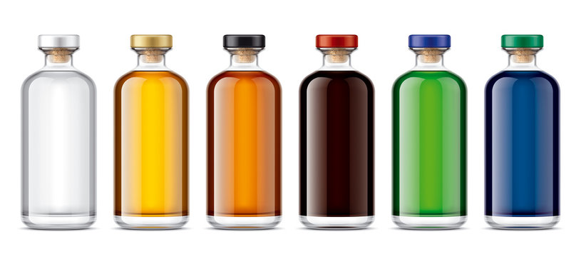 Set of Glass bottles. Version with colored Cork. 