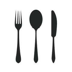 Knife, fork and spoon on white background. Vector illustration.