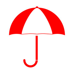 Red open umbrella, flat design