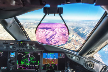 Flying over the Andes Mountains