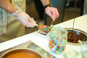 making ice cream close up