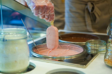 making ice cream close up