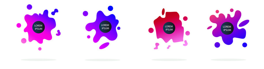 Modern geometric badges set. Colorful vector gradient shapes composition. Trendy minimal design. 3D graphic futuristic style 