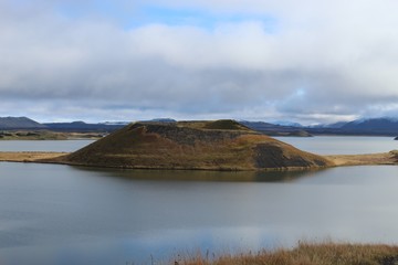 Skutustadir pseudo craters in Myvatn Iceland