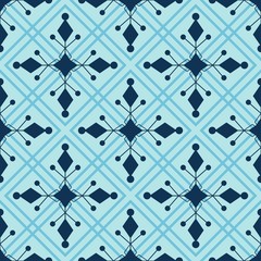 Beautiful snowflake vector seamless pattern collection. Blue pattern elements on white or light blue background. 