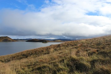 Skutustadir pseudo craters in Myvatn Iceland