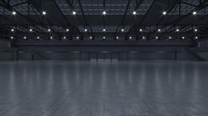3D render of empty exhibition space. backdrop for exhibitions and events. Tile floor. Marketing mock up.