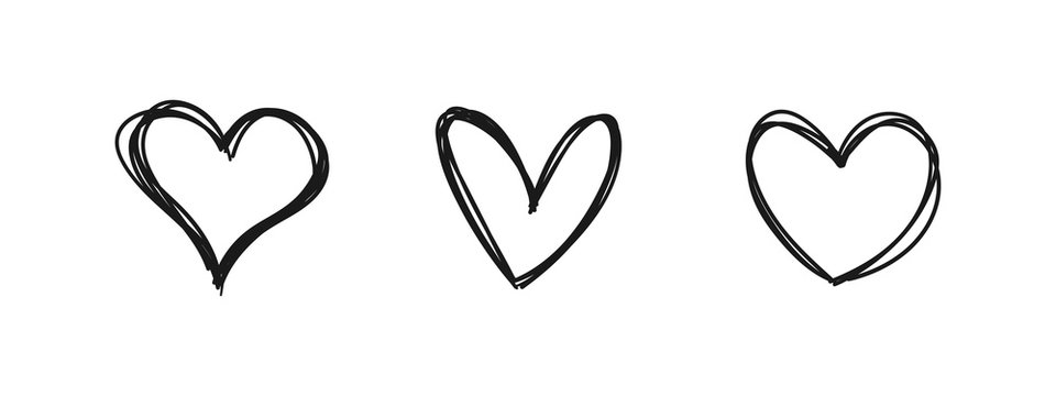 Hand drawn hearts. Hand drawn love symbol collection.