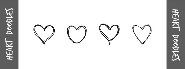 Hand drawn hearts. Hand drawn love symbol collection.