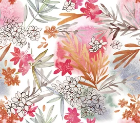 Badezimmer Foto Rückwand  Watercolor flowers. Seamless watercolor pattern. © Арина Трапезникова
