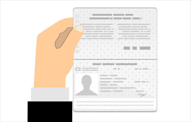 Fototapeta na wymiar Passport with biometric data. Identification Document. Flat Vector Illustration