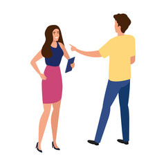 young couple avatar character icon vector illustration design
