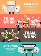 Fototapeta premium Set of flat design illustration concepts for business, finance, team work, consulting, management, anaysis, career, employment agency, staff training,money, technology,startup,creative.