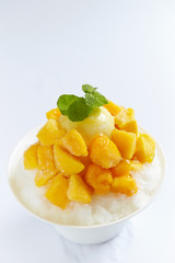 Mango fruit shaved ice with ice cream