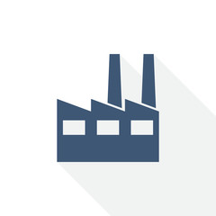 factory vector icon, industrial building concept flat design illustration in eps 10 with empty copy space