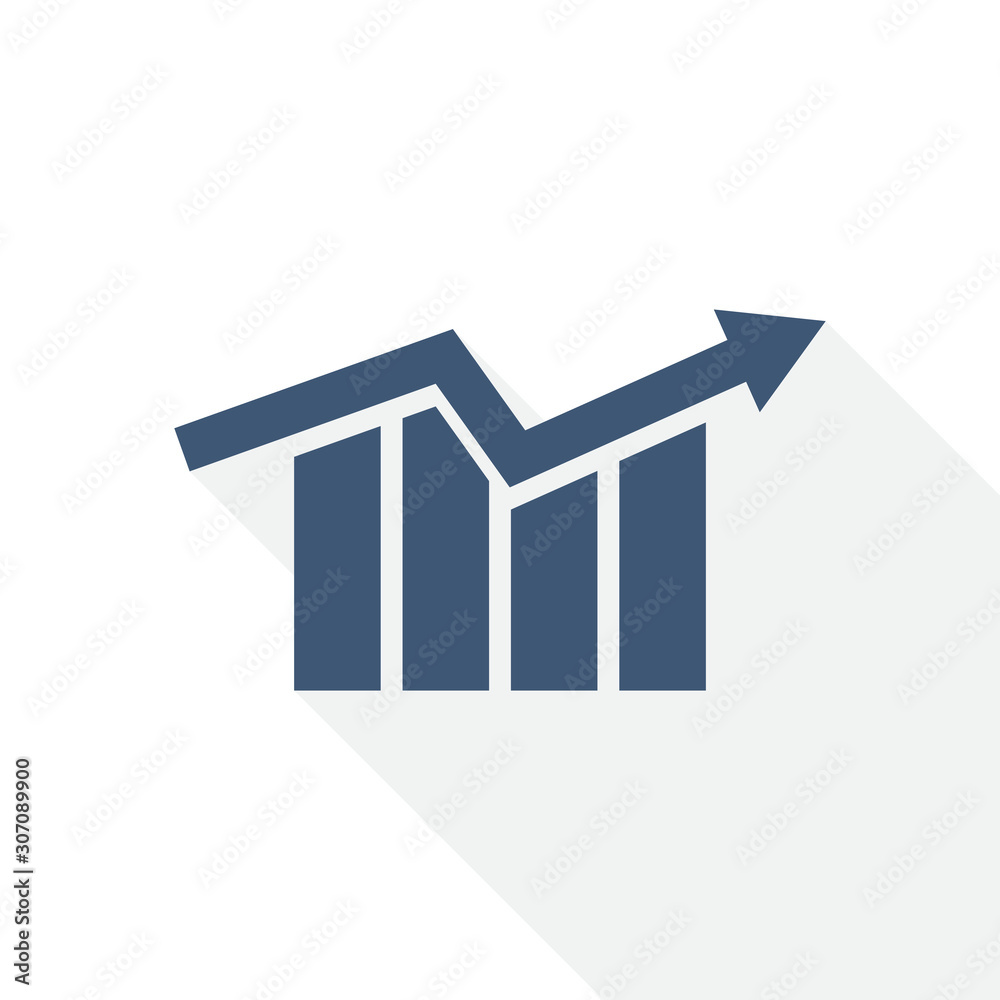 Poster graph vector icon, arrow, growth, business concept flat design illustration in eps 10 with empty cop