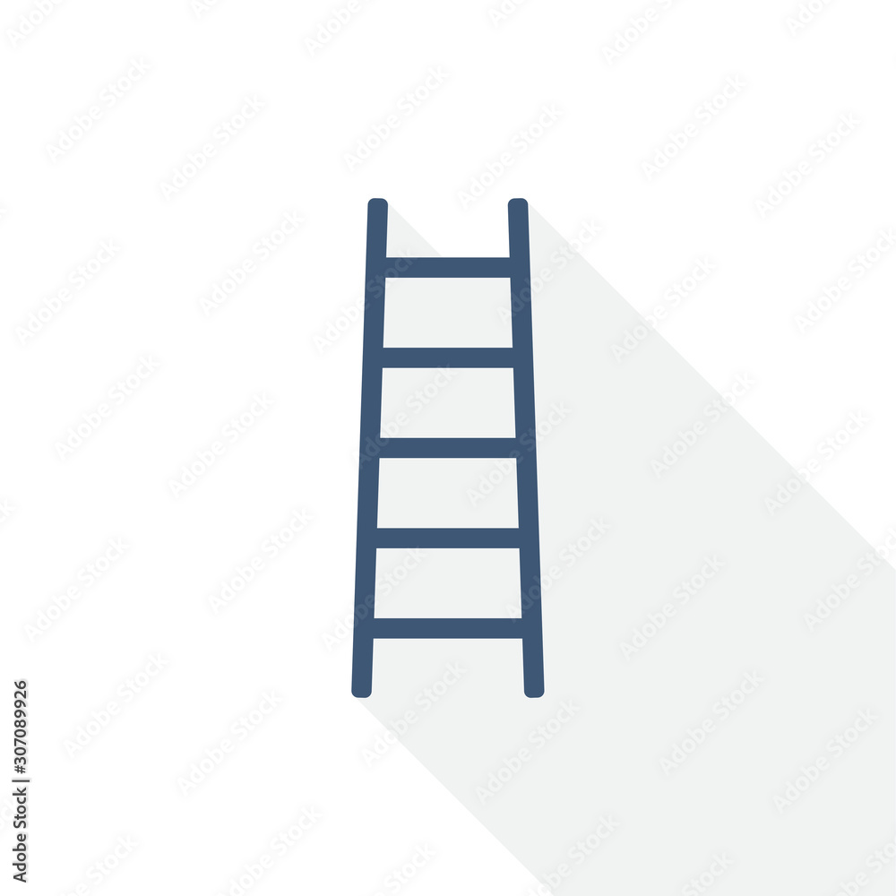 Poster ladder vector icon, step, climb, tool, level concept flat design illustration in eps 10 with empty c