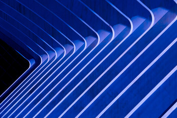 Abstract of modern diagonal architectural lines in vivid blue tones.Graphic Resource.Illustration