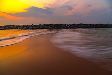 Beautiful tropical beach at sunset or sunrise Low tide