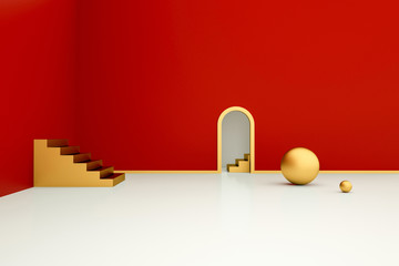 Obraz premium 3D rendering of geometric stereo background.
