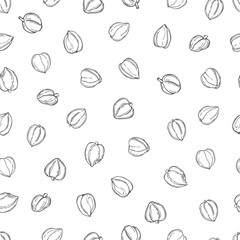 Vector seamless pattern with  hand drawn edible buds  of capers. Sketch illustration.