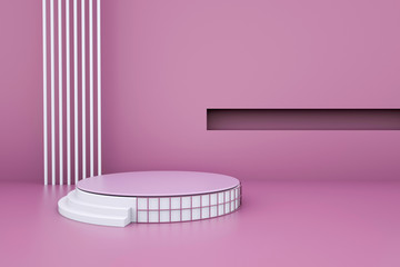 3d rendering abstract platform, minimal pastel podium display scene.