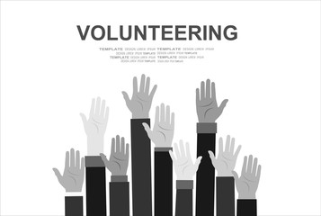 Raised hands volunteering vector concept